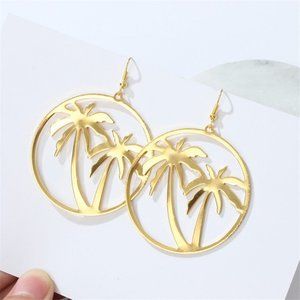 Gold Palm Tree Earrings, Statement Earrings, Silver Palm Earrings, Hoop …